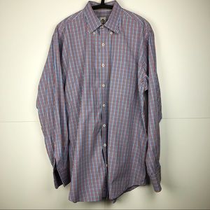 Peter Millar Red Blue White Gingham Plaid Shirt